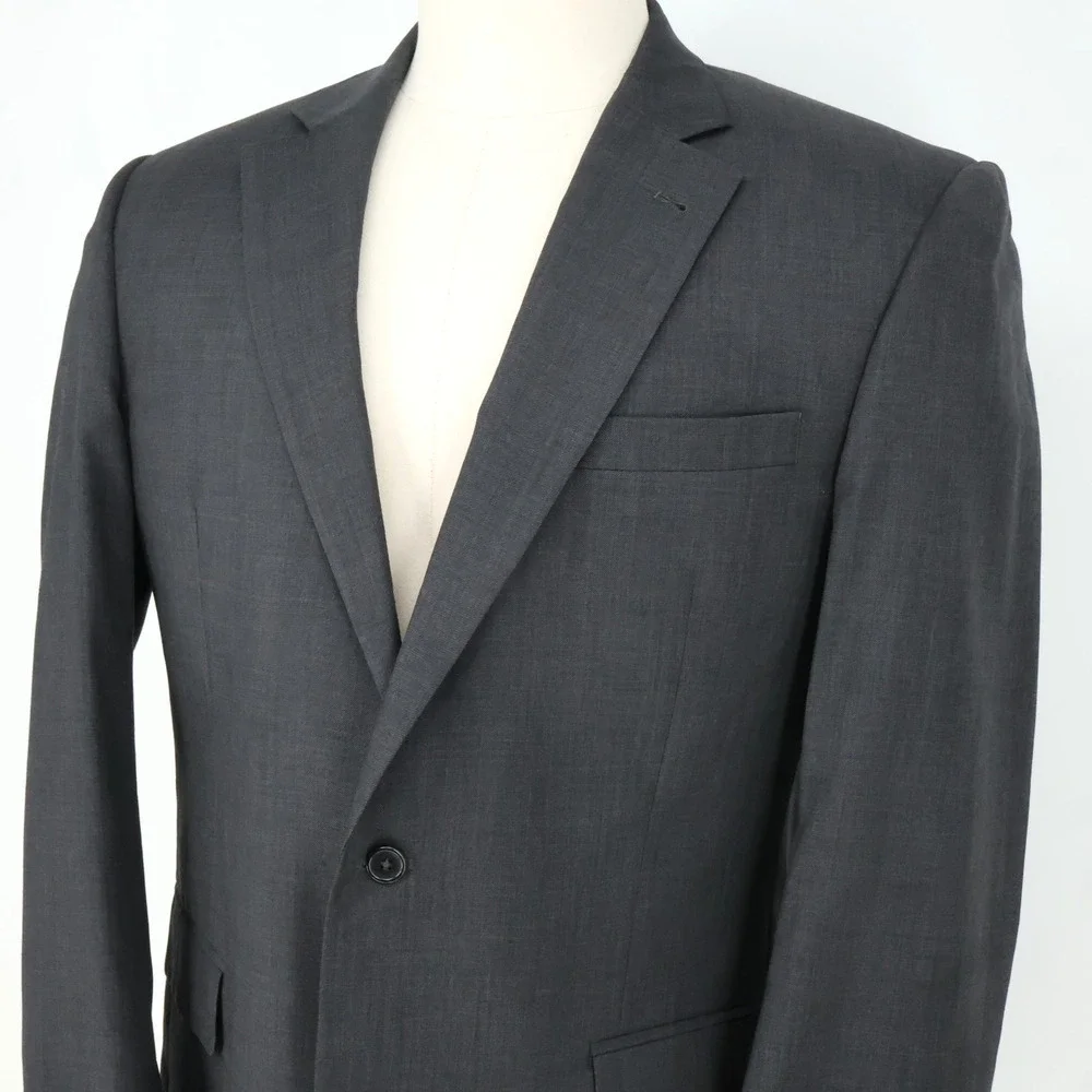 Jos A Bank Sport Coat Mens 40L Gray Wool Silk Tweed Lined Blazer Jacket Preppy
